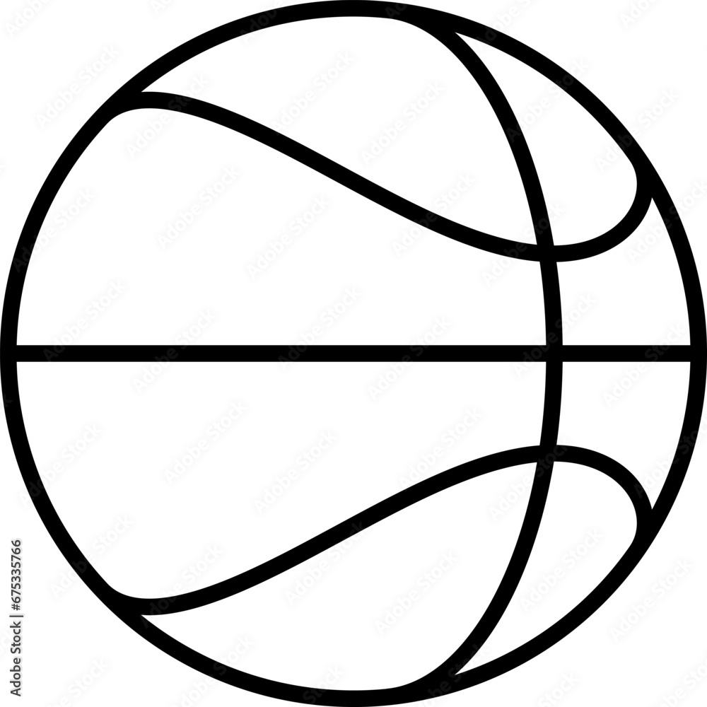basketball ball 3d view vector line art icon