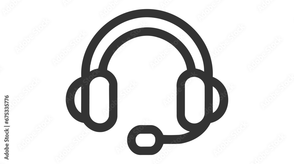 Headphones earphones flat icon. Headset silhouette