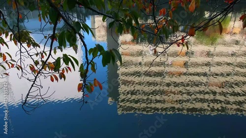 大阪、都市、風景、川、橋、秋、川、水波