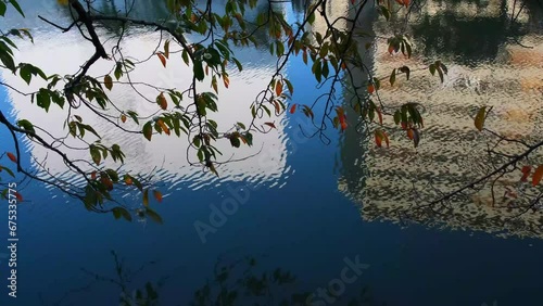 大阪、都市、風景、川、橋、秋、川、水波