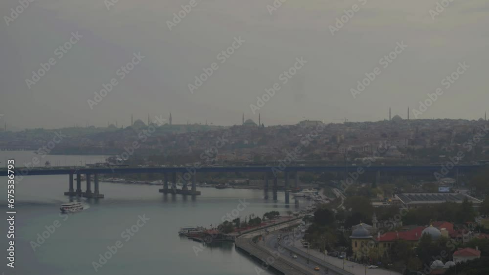 View of the city of Istanbul from the mountain . High quality 4k footage View of the city of Istanbul from the mountain . High quality 4k footage