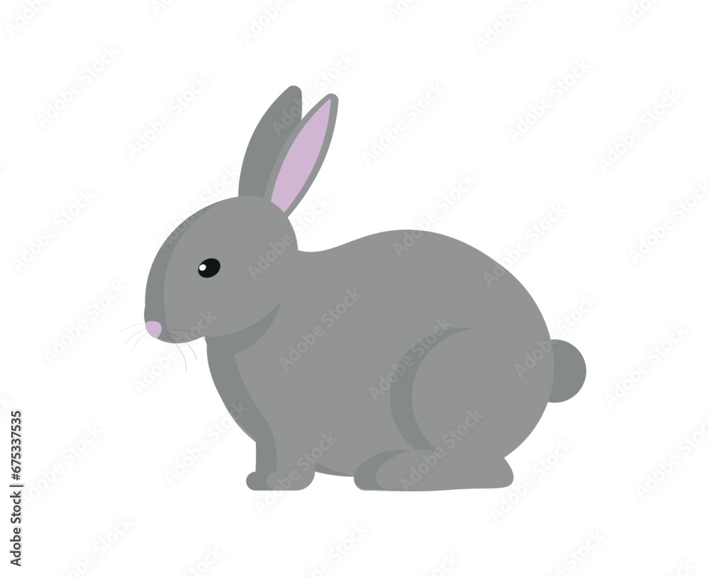 Rabbit animal, vector illustration Sitting. Side view. Flat illustration. Rabbit animal, vector illustration Sitting. Side view. Flat illustration.