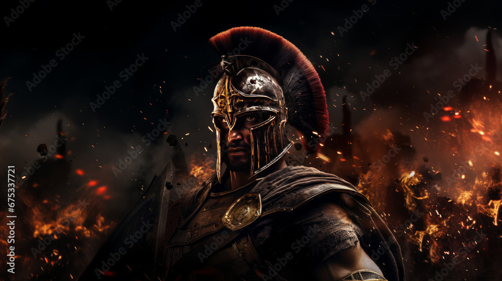 300 spartans leader, king of the army, Generative AI - obrazy, fototapety, plakaty 