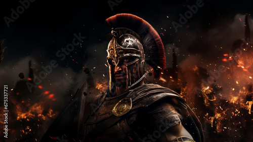 300 spartans leader, king of the army, Generative AI