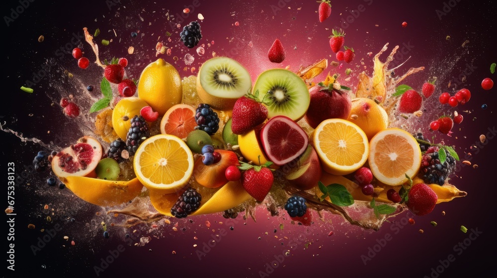 Fototapeta premium Fruit in water splash