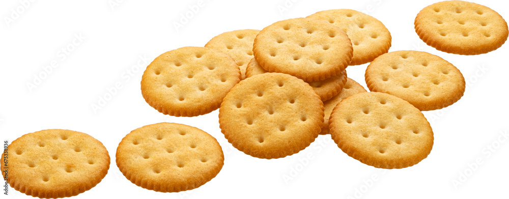 Round cheese crackers isolated Round cheese crackers isolated