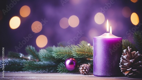 Advent Candle on Wreath  Symbolic Christmas Decoration