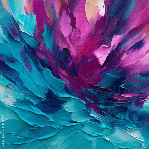 Vibrant strokes of magenta and turquoise create a captivating abstract pattern