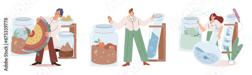 Nature science. Vector illustration. Science and technology collaborate to deepen our understanding natural world Natures beauty and diversity captivate scientists and fuel their exploration