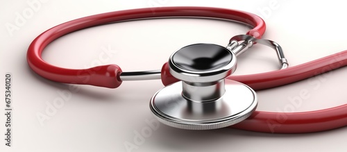 Red stethoscope isolated on white background. 3D illustration photo