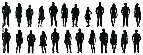 Man and women to stand silhouette set, Vector silhouettes of man and a woman photo