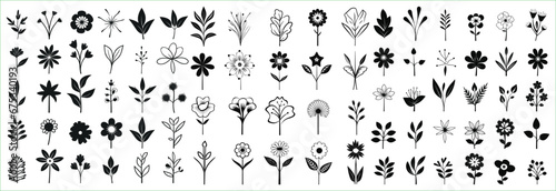 Flower icon set silhouettes, Abstract flower icon © Creative_Design