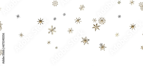 Snowflakes and bokeh lights on the blue Merry Christmas background. 3D render