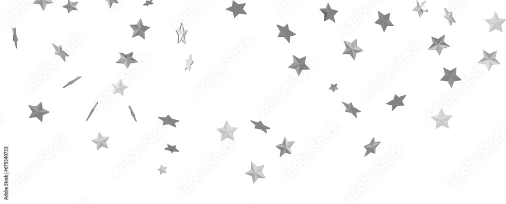 Group of silver stars isolated on white background.