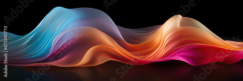 multicolored semitransparent chiffon fabric on black background