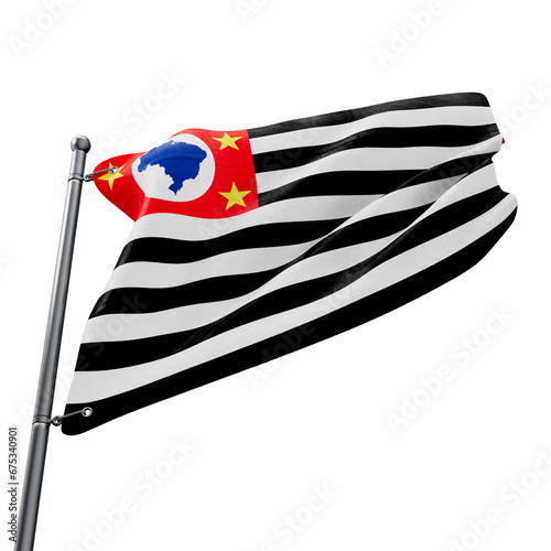 3D flag of the Brazilian state São Paulo with transparent background photo