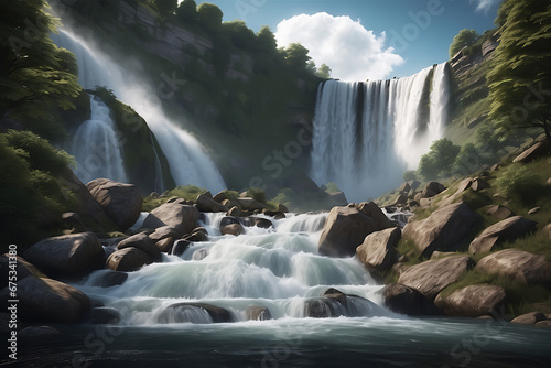 Breathtaking waterfall  capturing the natural beauty and power of the cascading water