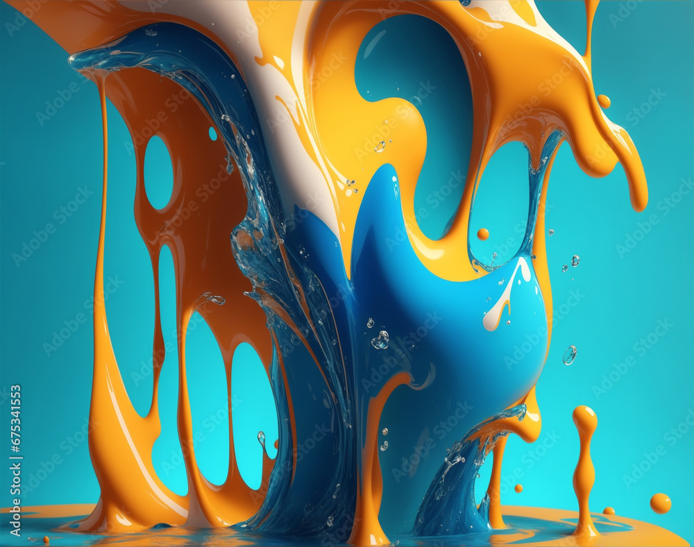 splash 3d paint poster modern background. Liquid forms	
