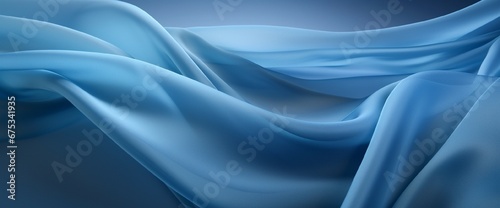 Smooth elegant transparent blue cloth separated on blue background