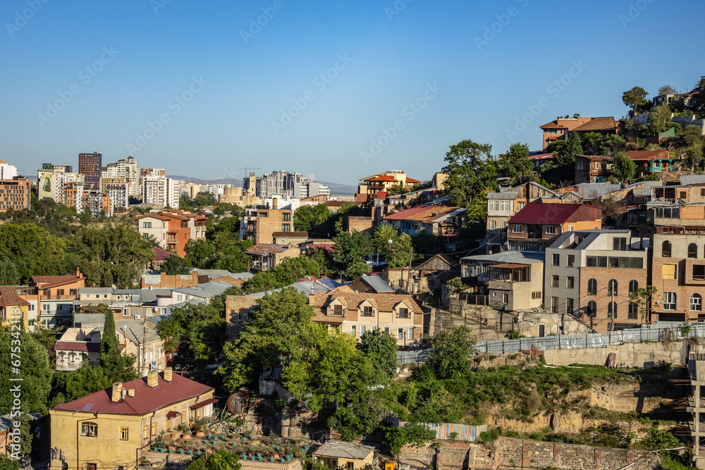 Picturesque panoramic aerial view of Tbilisi old town. TBILISI, GEORGIA.