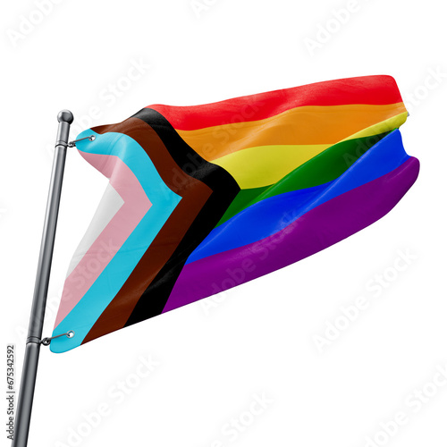 3D flag of the Progress pride with transparent background