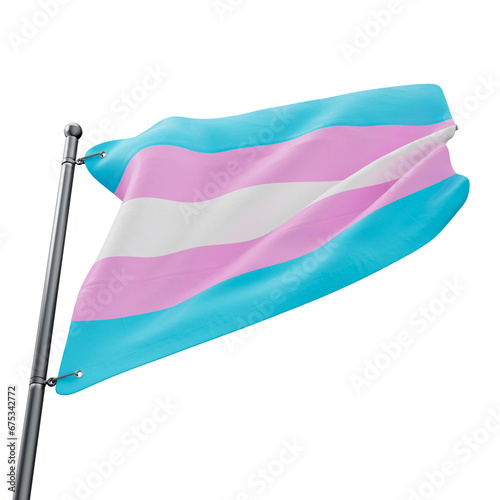3D flag of the Transgender pride with transparent background photo
