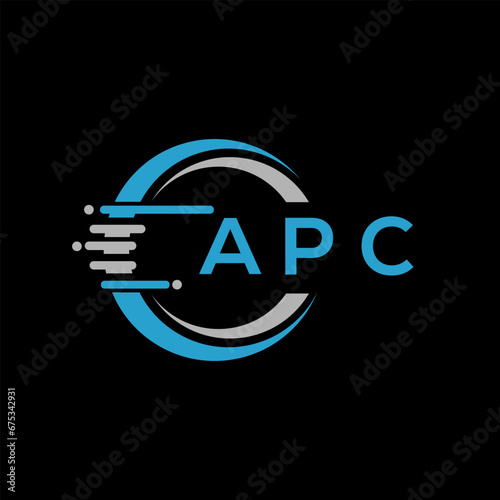 APC letter logo abstract design. APC unique design, APC letter logo design on black background. APC creative initials letter logo concept. APC letter design.APC
 photo