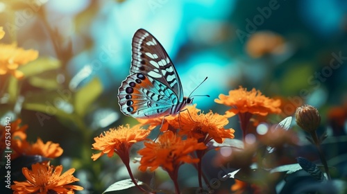 Beautiful butterfly sunbathing on flower, beautiful butterfly color © kashif 2158