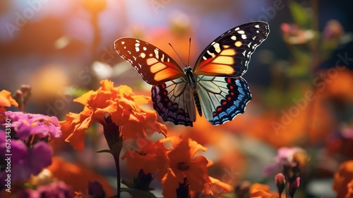 Beautiful butterfly sunbathing on flower, beautiful butterfly color © kashif 2158