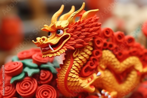 Chinese Dragon New Year 3D render style. AI Generated.