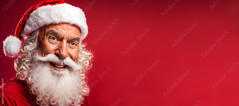 Excited Santa on red background Excited Santa on red background