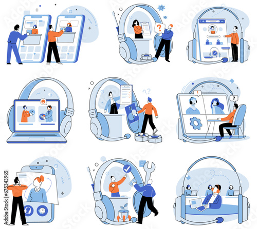 Call center hotline. Vector illustration. The call center hotline provides reliable assistance and support to customers In realm customer service, call center hotline shines as beacon support