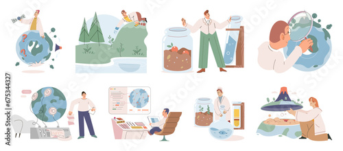 Nature science. Vector illustration. Information derived from environmental studies informs our understanding complex ecosystems The nature science metaphor provides lens