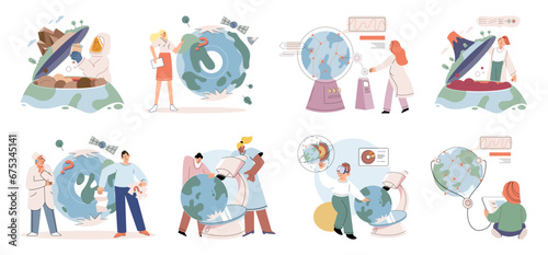 Science. Vector illustration. Investigation helps scientists uncover hidden patterns and relationships Scientists search for answers through careful exploration and analysis The exploration new ideas