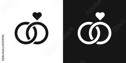Linked wedding rings vector icon. Wedding ring couple, marriage sign
