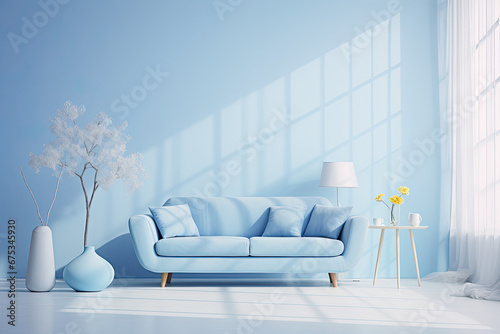 Modern Blue Living Room Interior Design