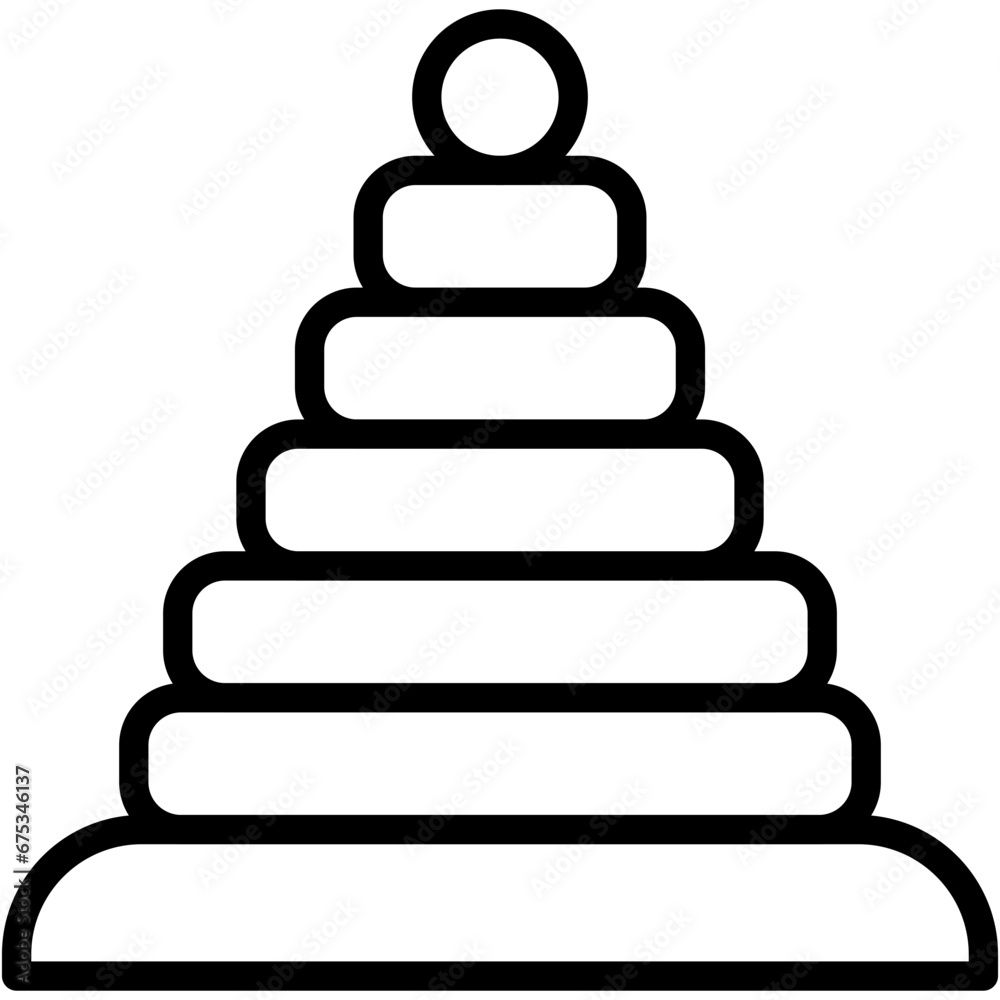 Vector Icon Hoops, Rings, Pyramid, Kids Toy, Childhood, Gaming Vector Icon Hoops, Rings, Pyramid, Kids Toy, Childhood, Gaming