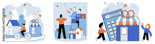 Local business. Vector illustration. Assistance from local businesses supports individuals and organizations in meeting their needs and goals Efficient organization resources and processes is crucial