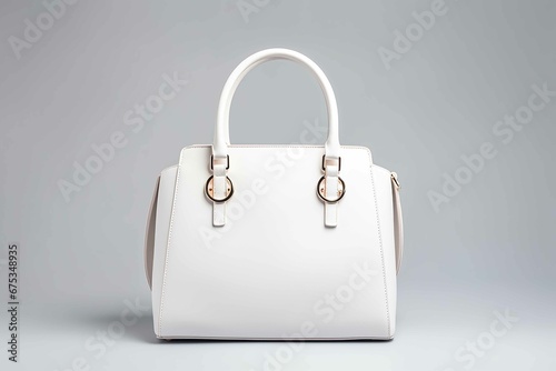 Beautiful trendy smooth youth women's handbag in white color on a studio background