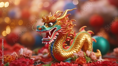 Chinese Dragon New Year 3D render style. AI Generated. © Marcela Ruty Romero