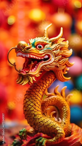 Chinese Dragon New Year 3D render style. AI Generated.