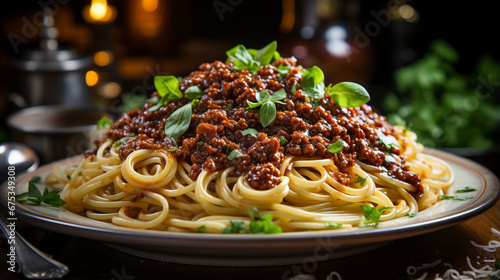 spaghetti with tomato sauce HD 8K wallpaper Stock Photographic Image
