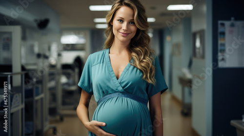 A pregnant woman in the hospital. photo