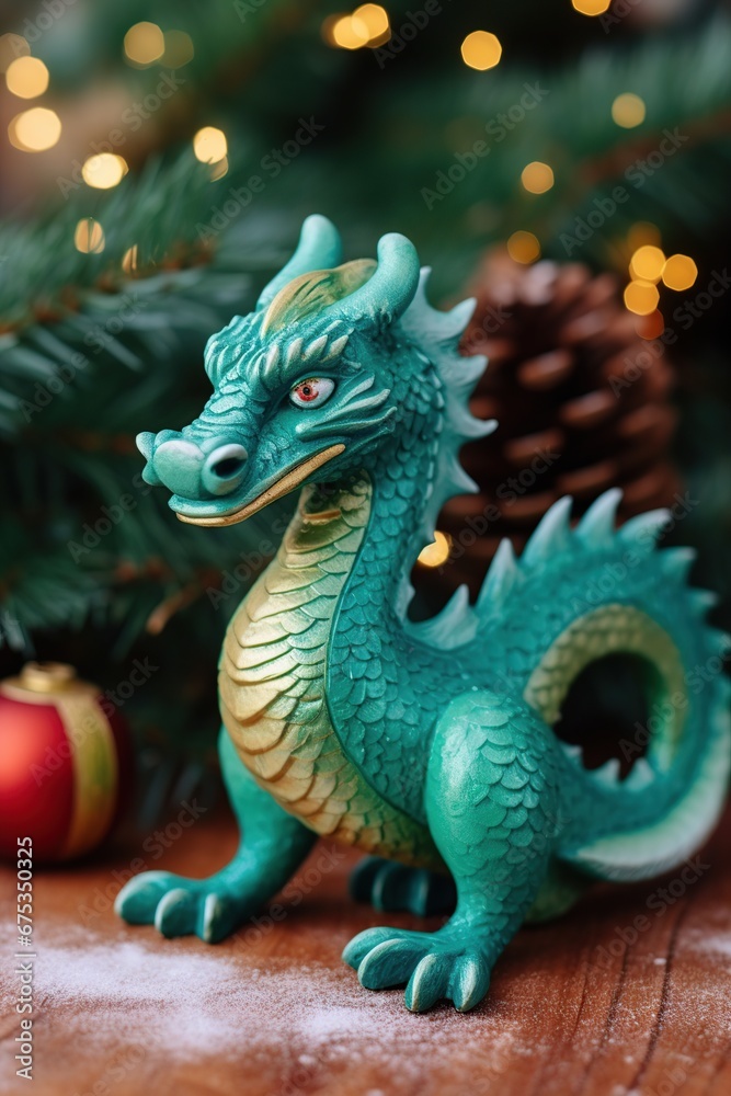 Small wooden Chinese New Year Dragon toy. AI Generated. Small wooden Chinese New Year Dragon toy. AI Generated.