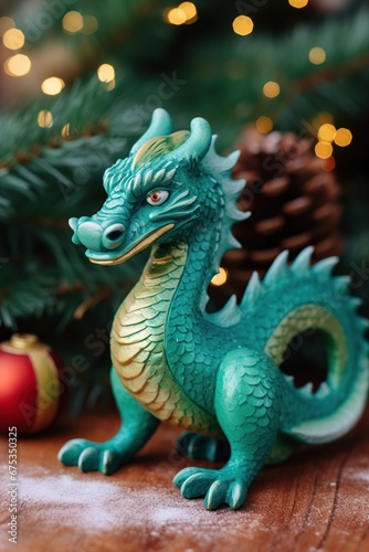 Small wooden Chinese New Year Dragon toy. AI Generated. © Marcela Ruty Romero