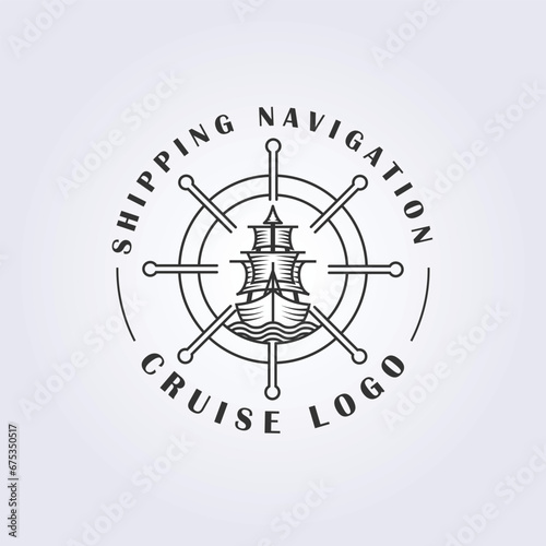 Sailing boat logo for shipping navigation vector illustration design