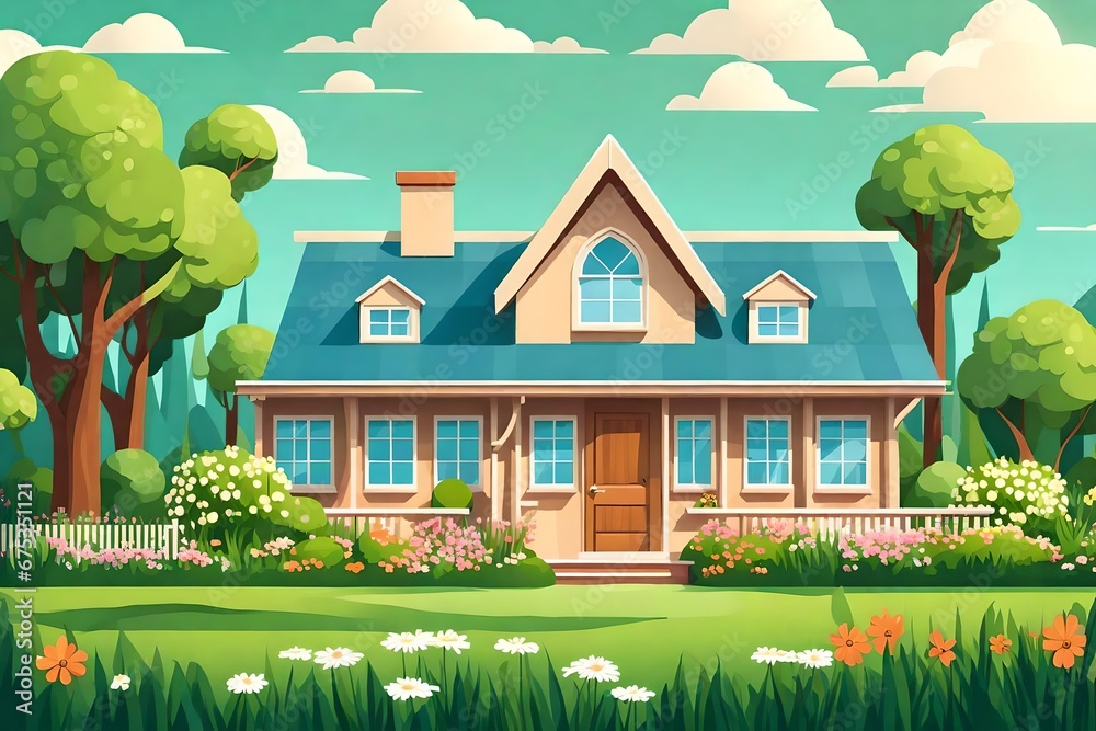 house in the forest illustration