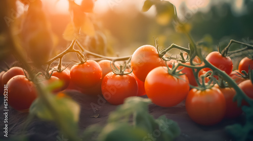 Banner greenhouse to grow tomatoes . Concept technology innovations farming photo