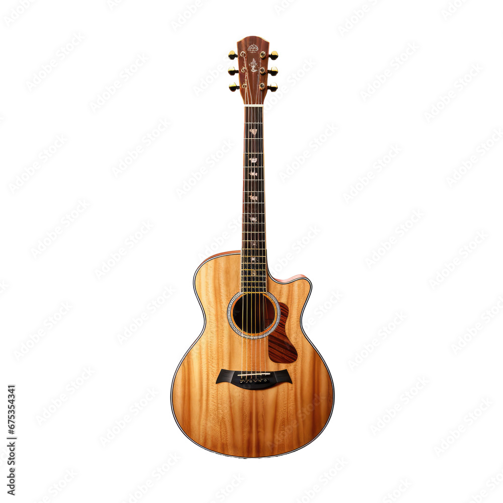 Acoustic guitar isolated on transparent background