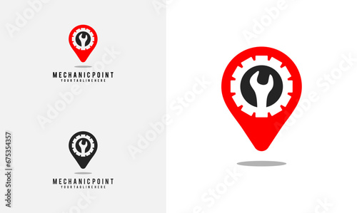 mechanic point logo design. point and mechanic logo, simple design vector illustration. good for use in mechanical businesses